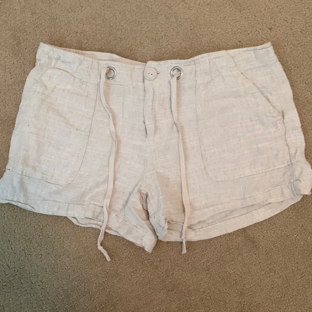 Rag Poets tan linen shorts